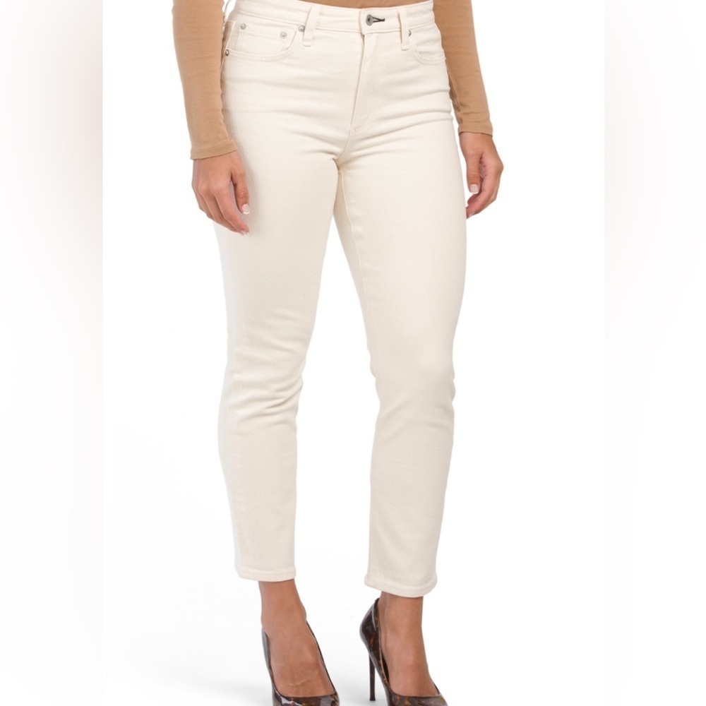 NWT RAG & BONE Nina High Rise Ankle Cigarette Ecru Jeans in 26 size